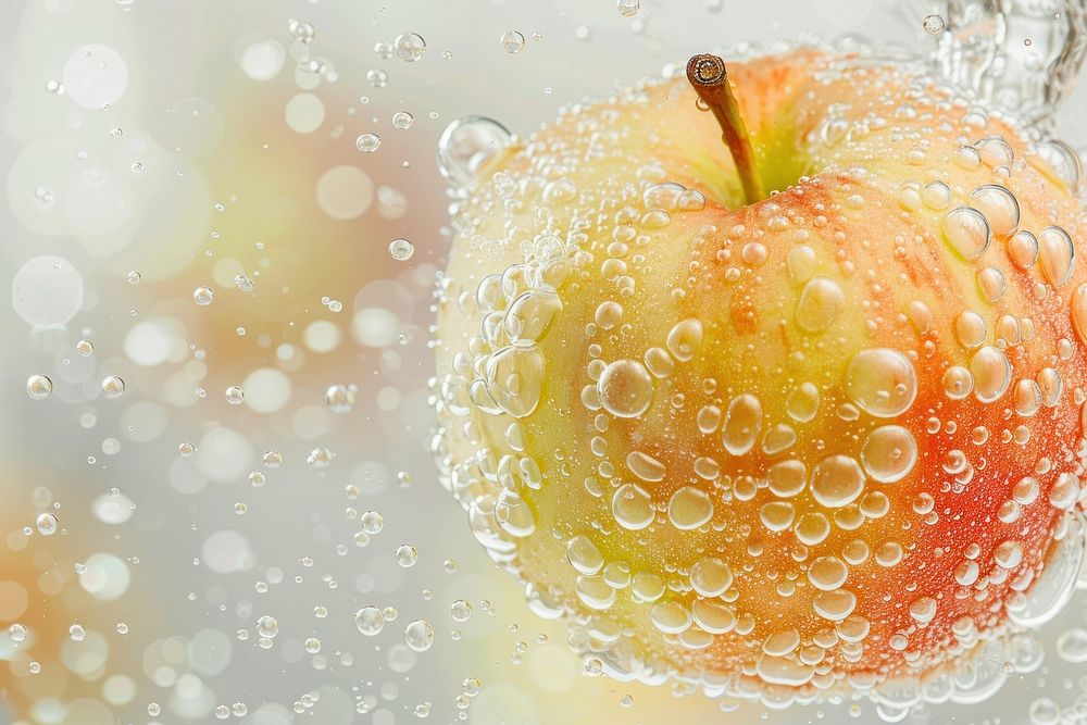 Apple oil bubble produce dessert droplet.