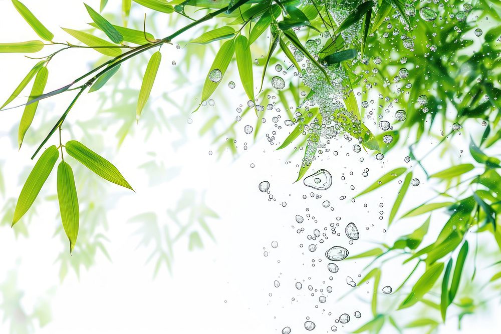 Bamboo leaves oil bubble water outdoors nature.