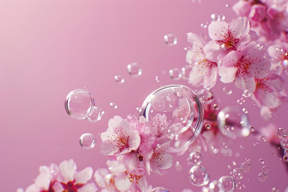 Cherry blossom oil bubble chandelier outdoors flower.