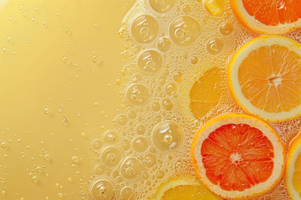 Citrus fruits oil bubble grapefruit beverage produce.