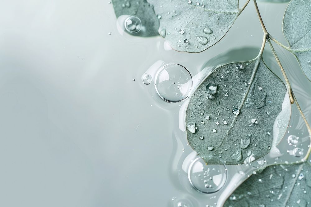 Eucalyptus leaf oil bubble water outdoors droplet.