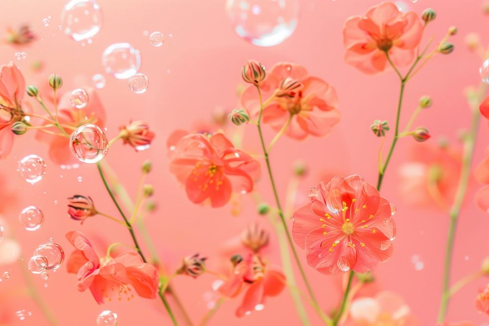 Tiny flowers oil bubble graphics outdoors blossom.