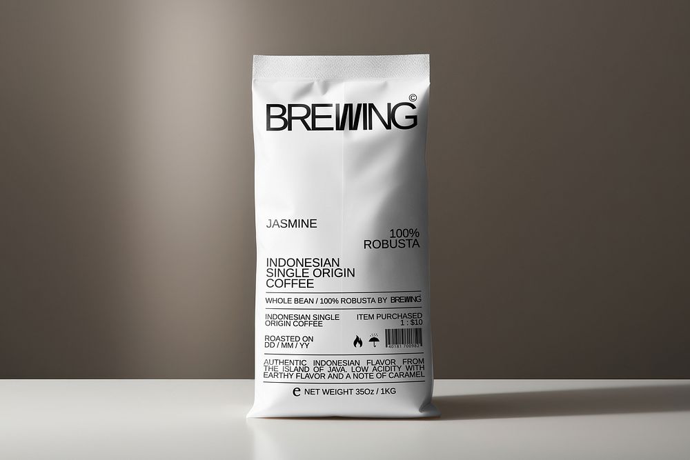 White simple coffee pouch bag