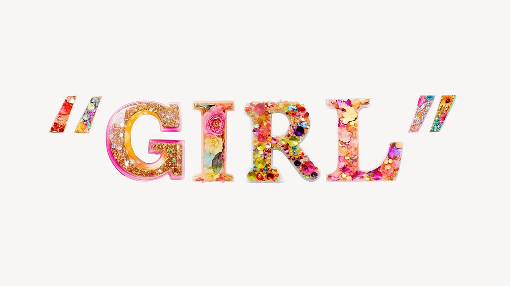 Girl word sticker glitter