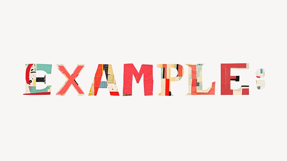 Example word in paper craft texture illustration