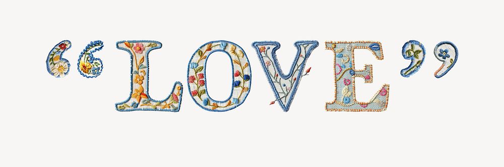 Love word embroidery alphabet