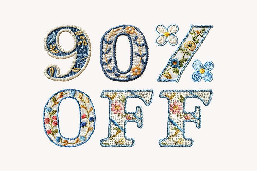 90% off word embroidery alphabet