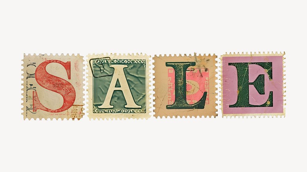 Sale vintage postage stamp alphabet design