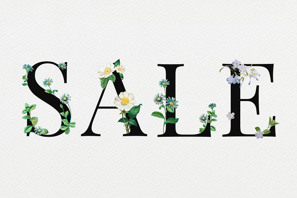 Sale word in floral digital art illustration