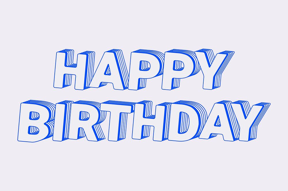 Happy birthday word in layered alphabet design