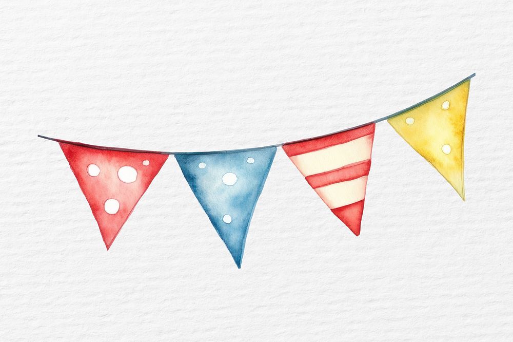 Party bunting in watercolor illustration