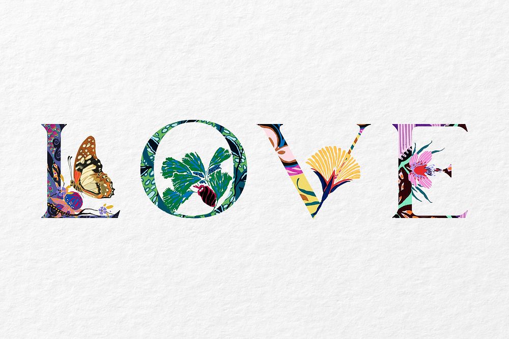 Love word in Seguy Papillons illustration