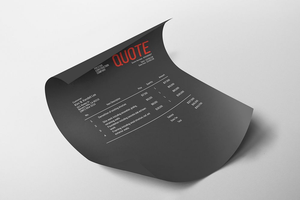 Fold quote paper mockup psd