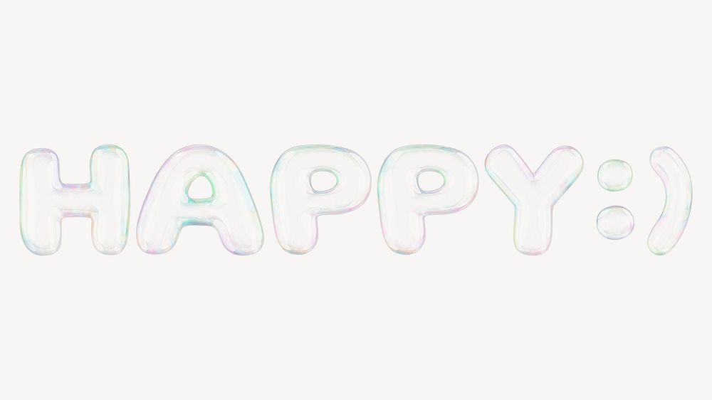 Happy 3D bubble word illustration