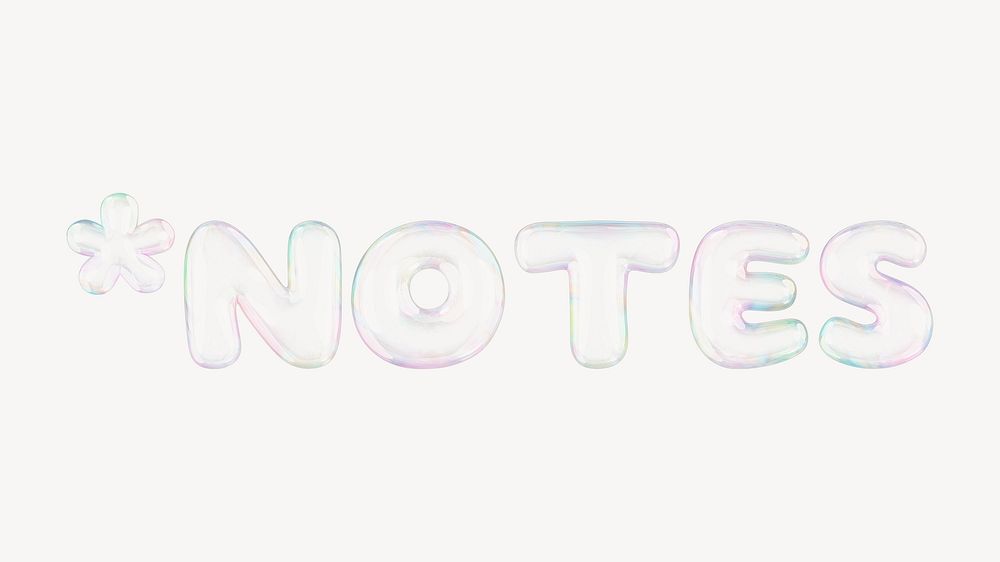 Notes 3D bubble word illustration