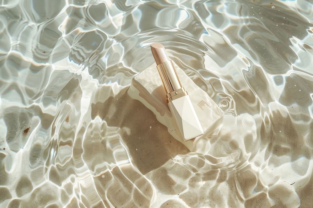 Luxury Lipstick with packaging lipstick water underwater.