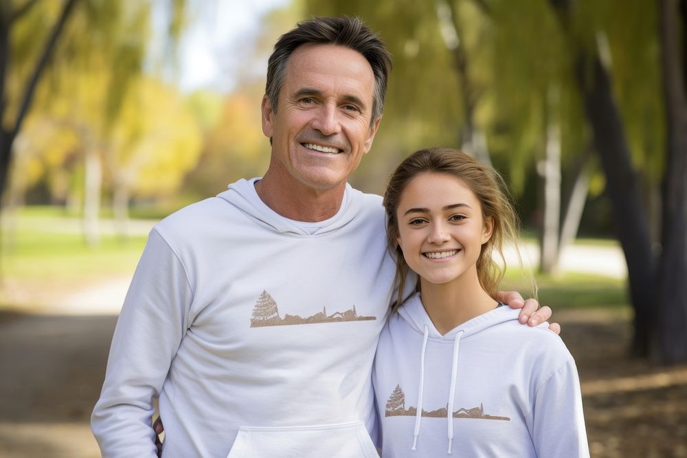 Smiling father and daughter t-shirt photo photography.