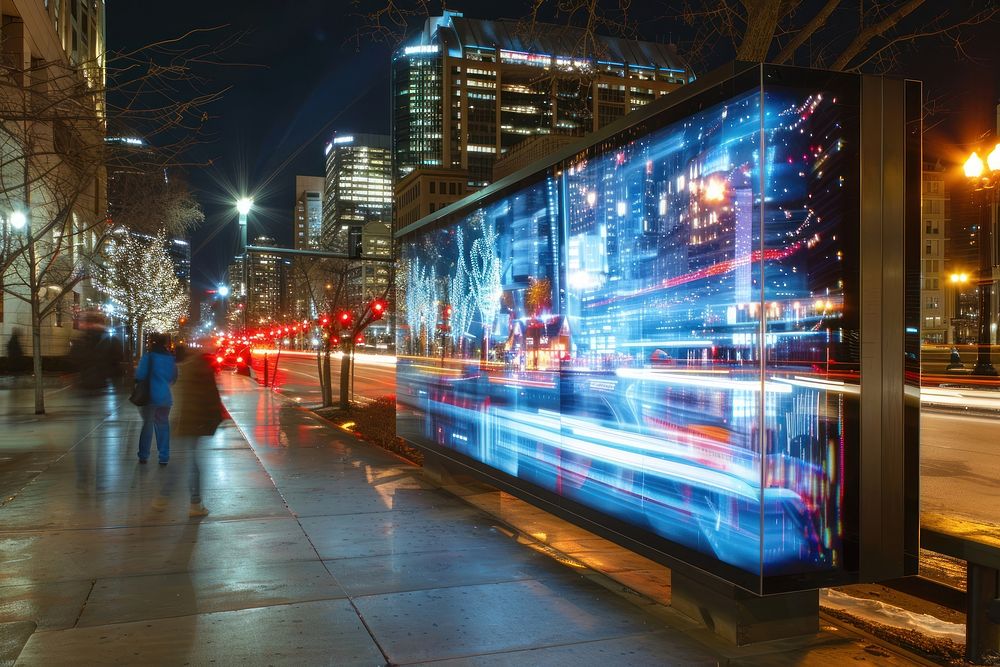 Outdoor billboard outdoors town electronics.