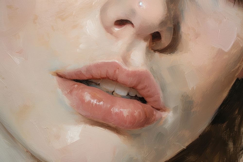 Close up pale make up person mouth human.
