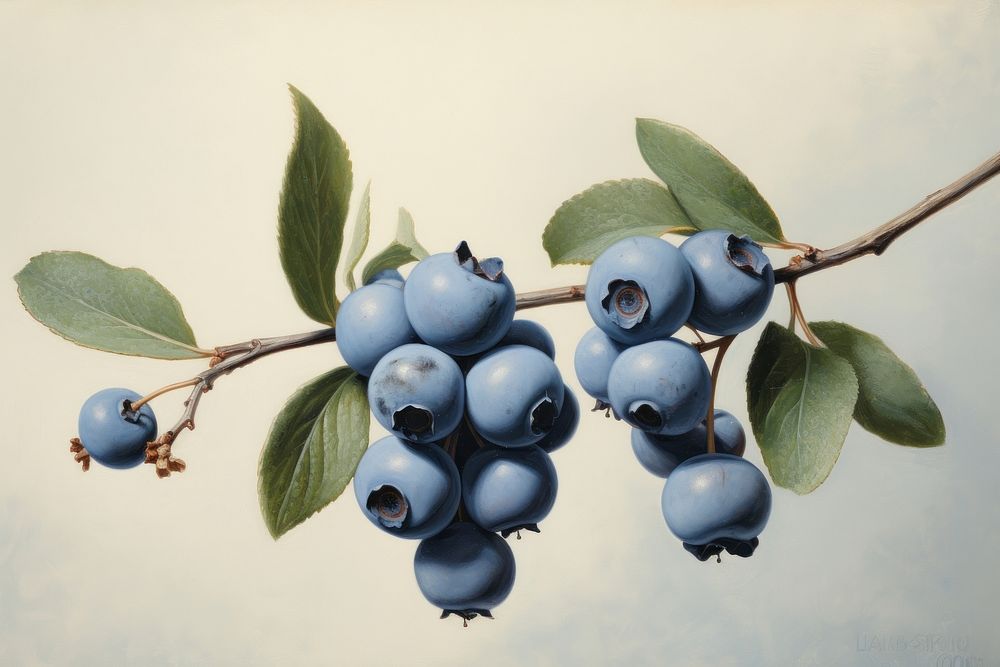 Close up on pale blueberry produce fruit plant.