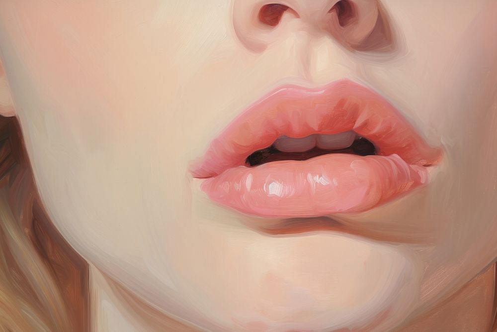 Close up pale cosmetic lips person mouth human.