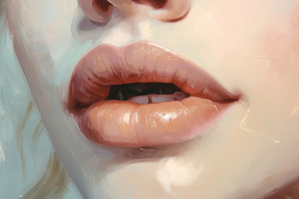 Close up pale cosmetic lips person mouth human.
