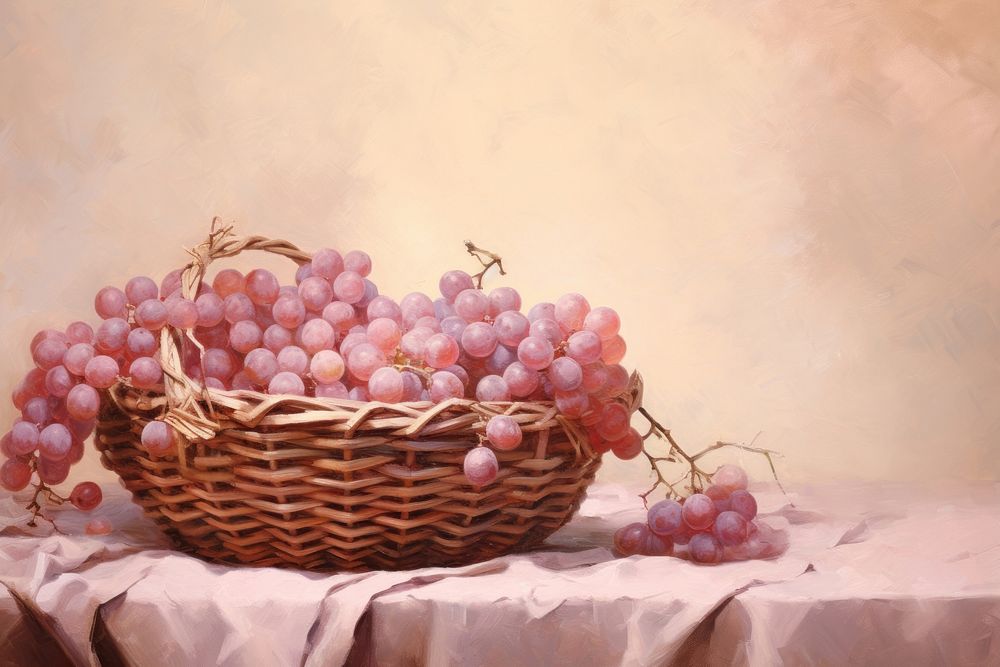 Close up pale berry painting basket accessories.