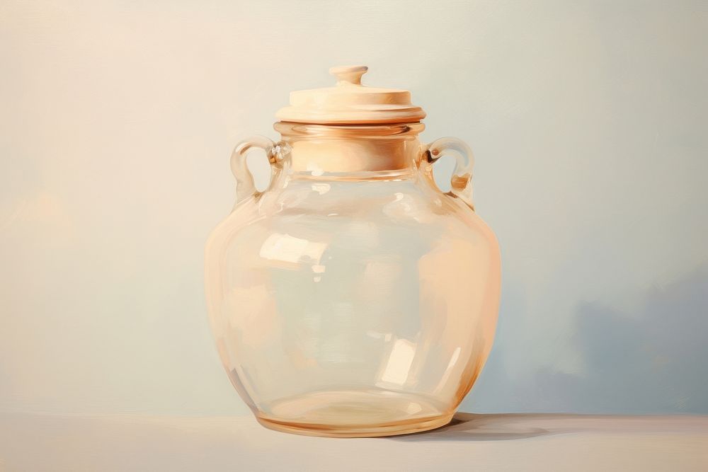 Close up pale luxury jar pottery bottle shaker.