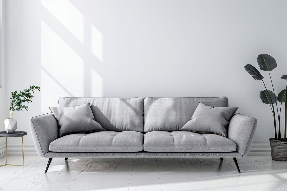 Grey sofa room architecture furniture.