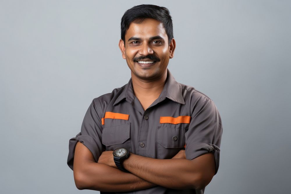 Indian mechanic smiling person adult human.