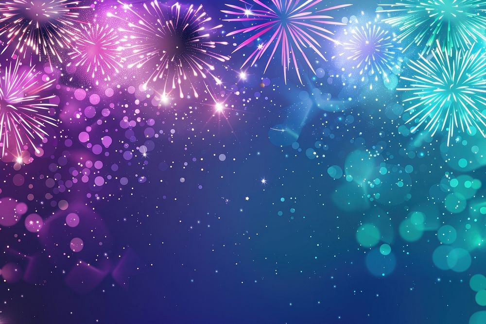 Pink blue green fireworks top border on solid background backgrounds outdoors lighting.