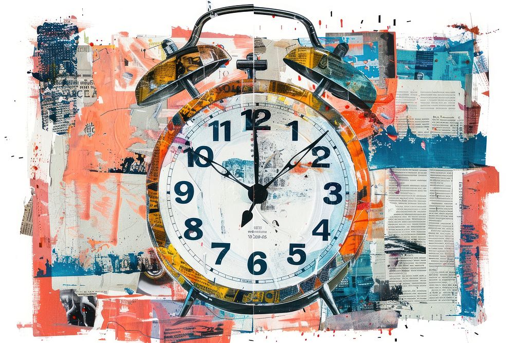 Painting collage clock advertisement.