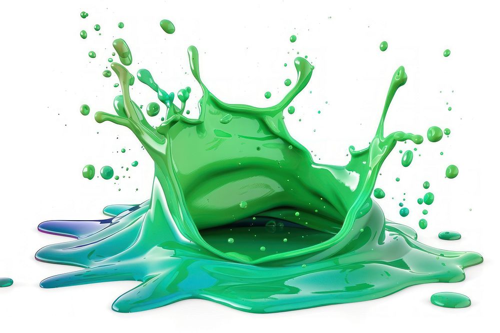 Thick green color oil beverage droplet person.