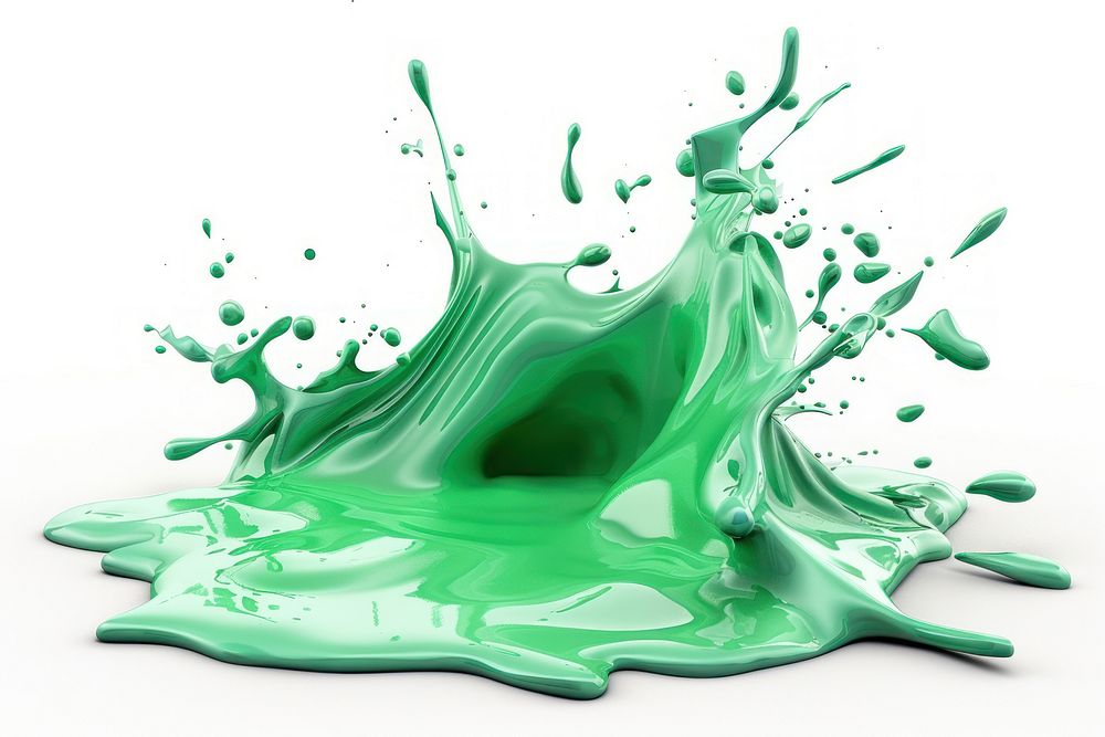 Thick green color oil beverage droplet animal.