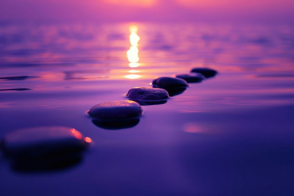 Stones on a waterline outdoors sunset nature.