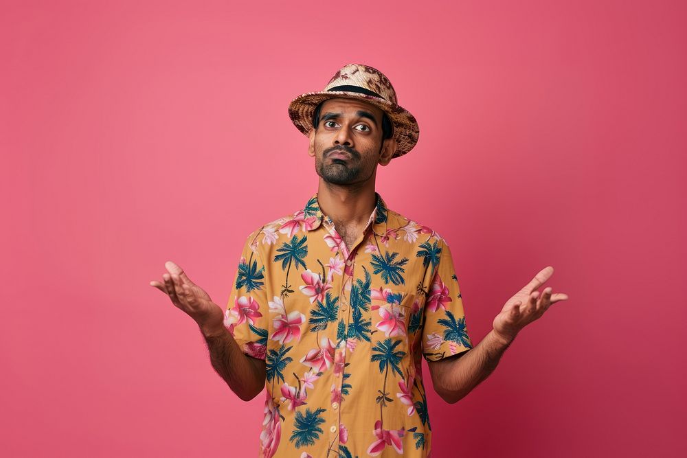 Indian man apology hands performer surprised clothing.
