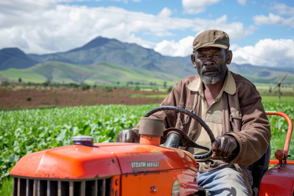 Black South African man farmer field agriculture countryside.