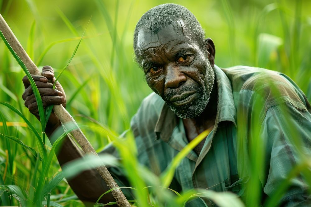 Black South African man farmer gardening outdoors person.