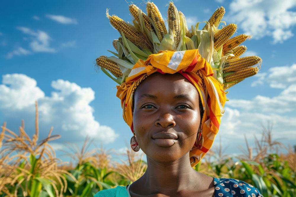 Black South African woman farmers head pineapple produce.