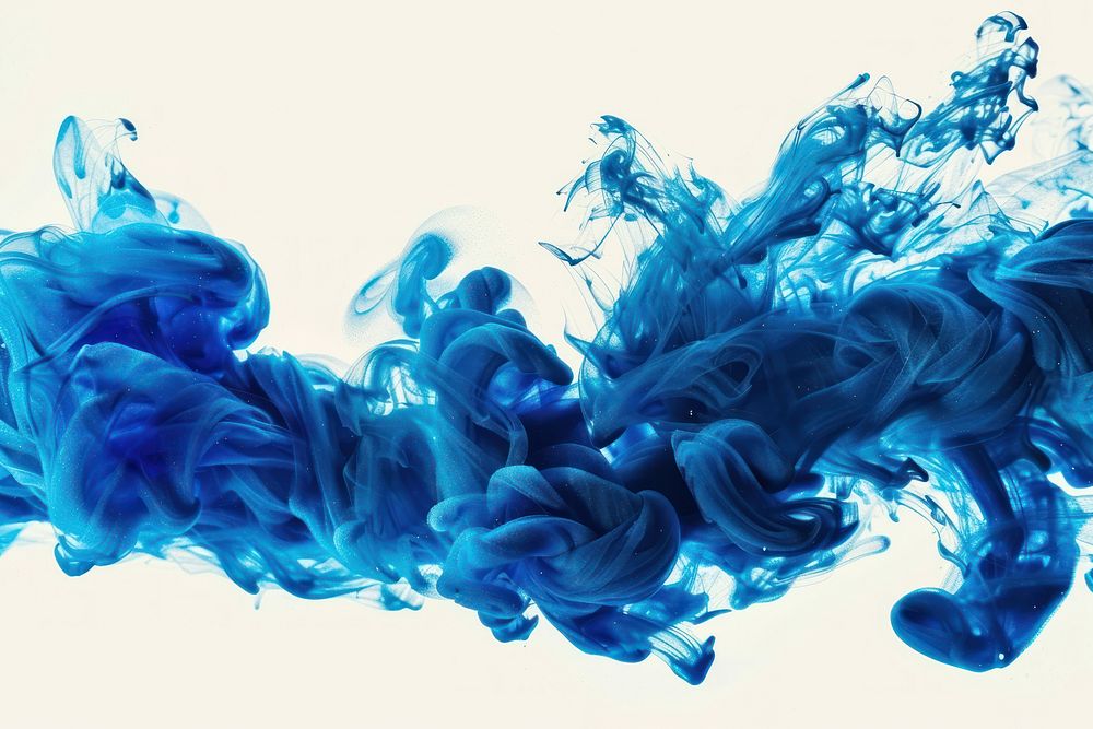 Blue ink wave flowing underwater smoke blue backgrounds.
