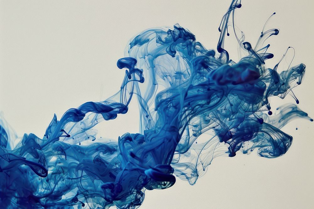 Blue ink wave flowing underwater blue art backgrounds.