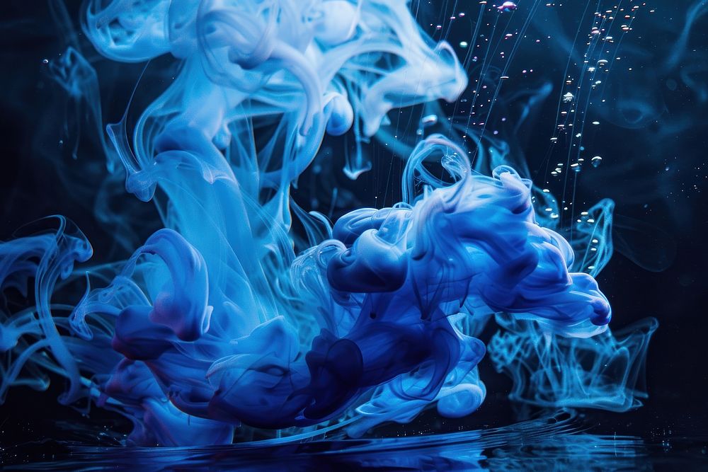 Blue ink underwater blue translucent backgrounds.