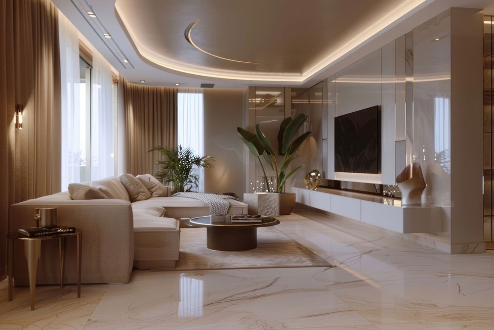 Luxury modern apartment architecture furniture flooring.