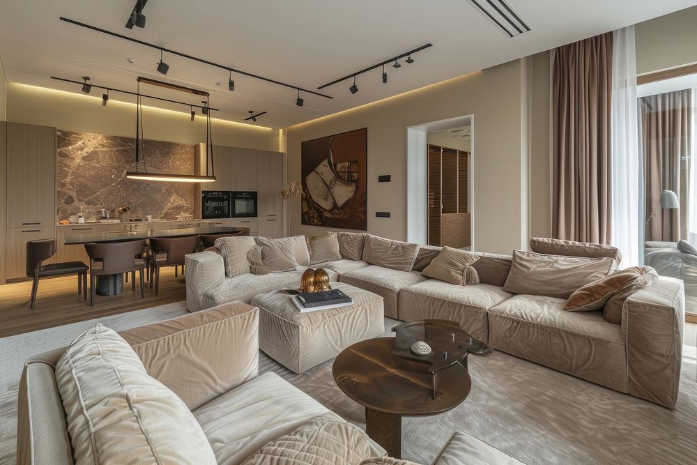 Luxury modern apartment architecture furniture building.