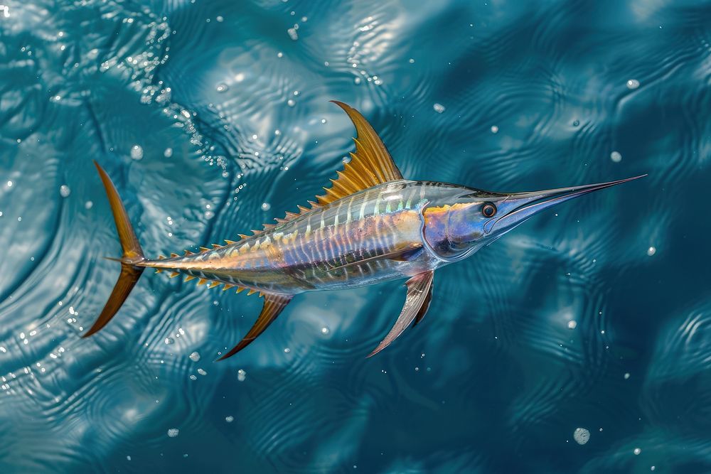 Marlin fish swordfish animal sea life.