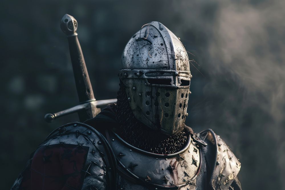Medieval knight medieval weapon helmet.