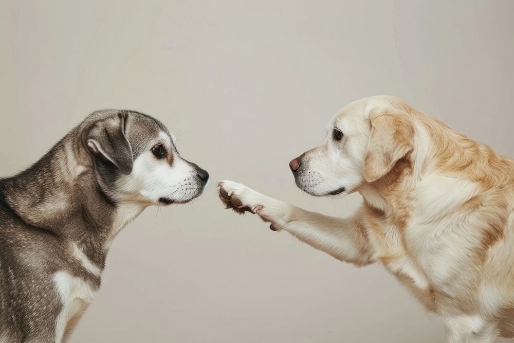 Cat handshake dog animal canine.