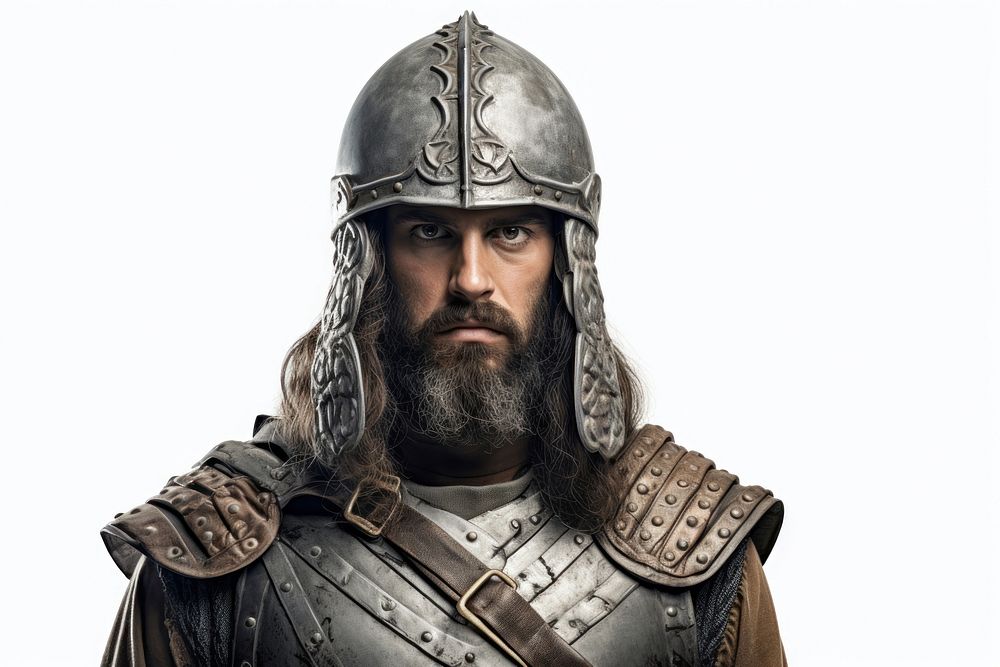 Warrior wearing iron helmet person adult human.