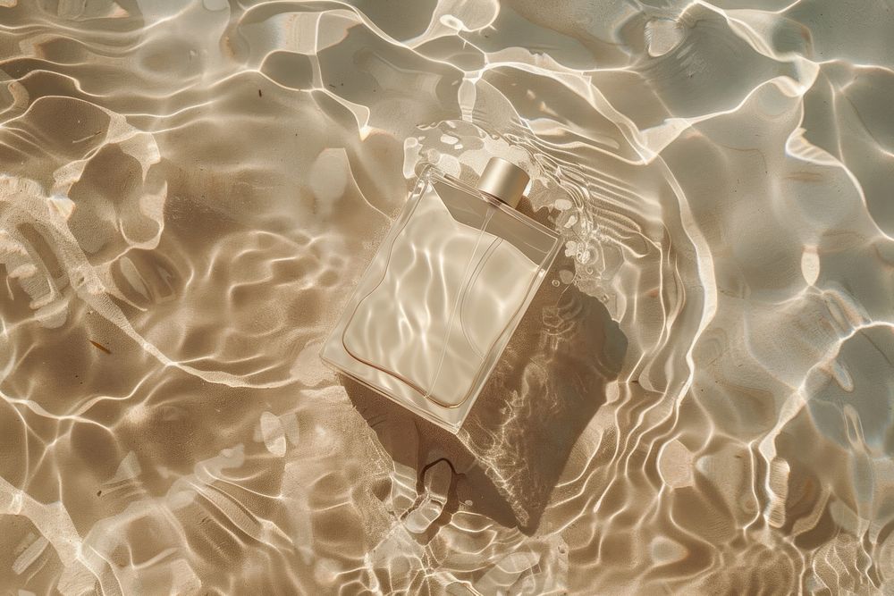 Glass perfume bottle mockup water electronics underwater.