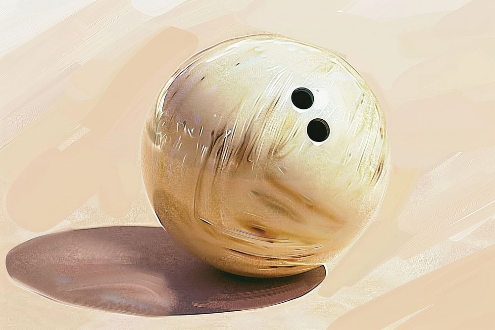 Oil painting of a close up on pale bowling ball recreation sphere sports.
